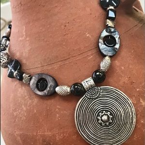 Tribal Medallion Pendant ~ Beaded Necklace